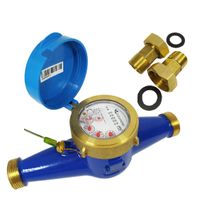 Hidrômetro 1" Multijato água fria 6,3 m3/h metal tipo Q3 com conexões Hidrometer #HMJ008B50PPM1AN