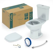Kit bacia com caixa, assento PP Soft Close e complementos de instalação Fit Plus branco Celite #1667230010300