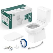 Kit bacia com caixa, assento PP Soft Close e complementos de instalação Elite branco Celite #1747230010300